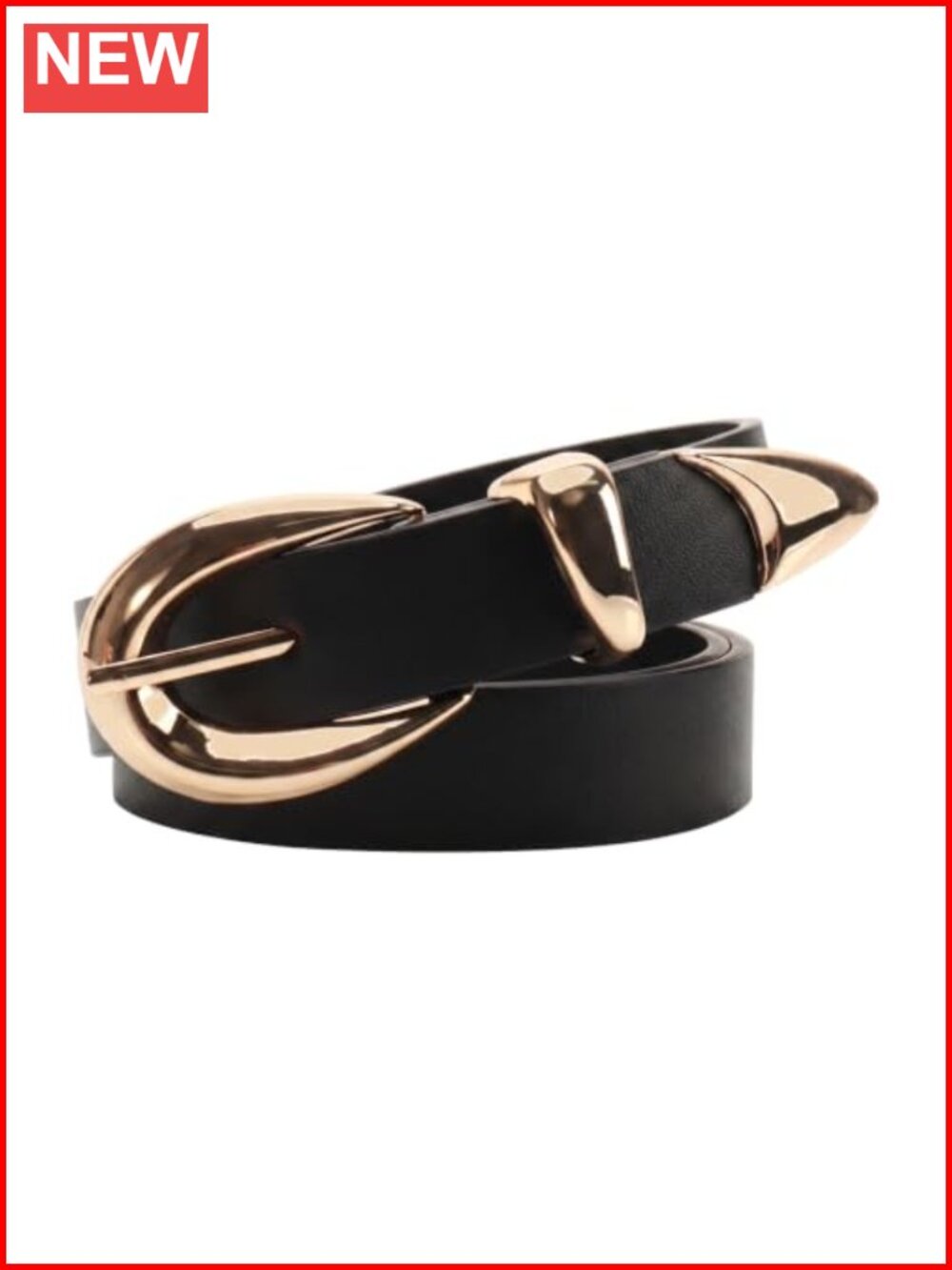 Women Faux Leather Belt Triple Piece Alloy Buckle Waist Accessory